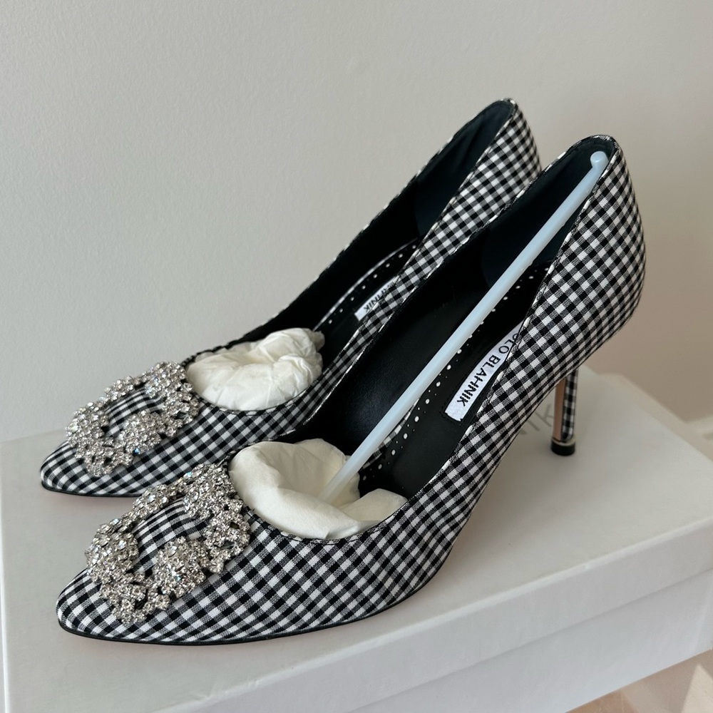 Manolo Blahnik Black and White Gingham Heels